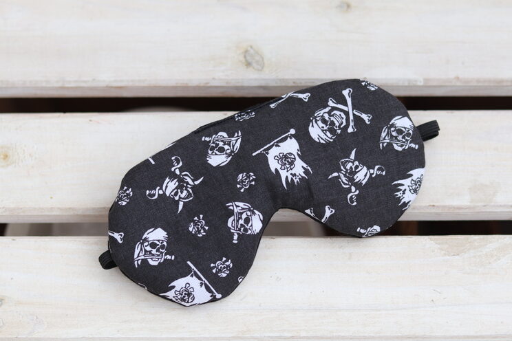 Verstellbare Schlafaugenmaske, Totenkopf Baumwollreisegeschenke Für Ihn, Schwarzes Piratenmuster, Augenabdeckung Für