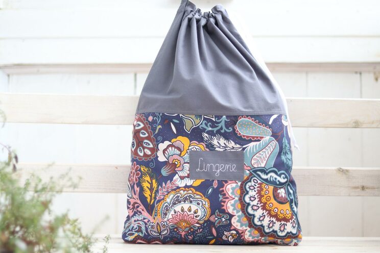 Travel Lingerie Bag With Name, Cotton Dirty Clothes Bag, Kids Travel Accessories, Oriental Flower Travel Laundry Bag,