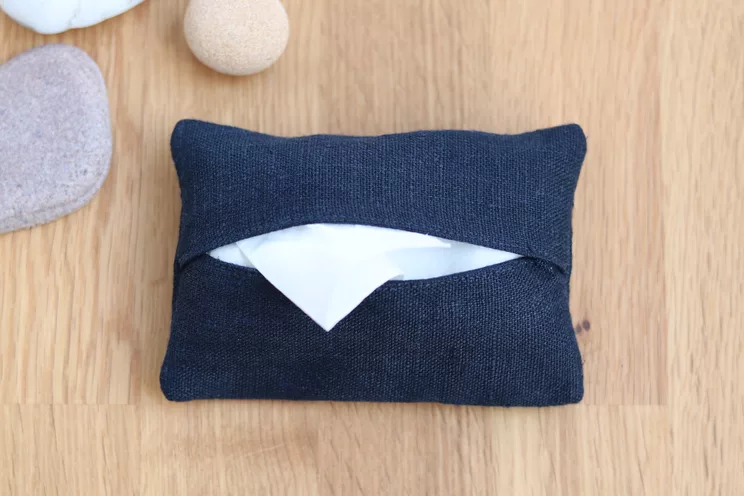 Personalized Travel Tissue Holder, Purse Pocket Holder, Elegant Navy Blue Linen 50th Birthday Idea, Gifts For Dad