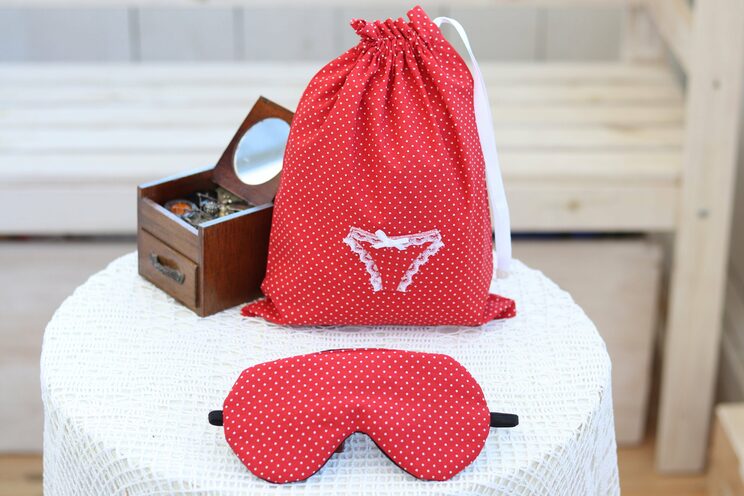 Cute Birthday Gift For Her, Travel Lingerie Bag For Her, Bridal Shower Gift, Adjustable Sleeping Eye Mask