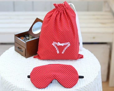 Cute birthday gift for her, Travel lingerie bag for her, Bridal shower gift, Adjustable sleeping eye mask