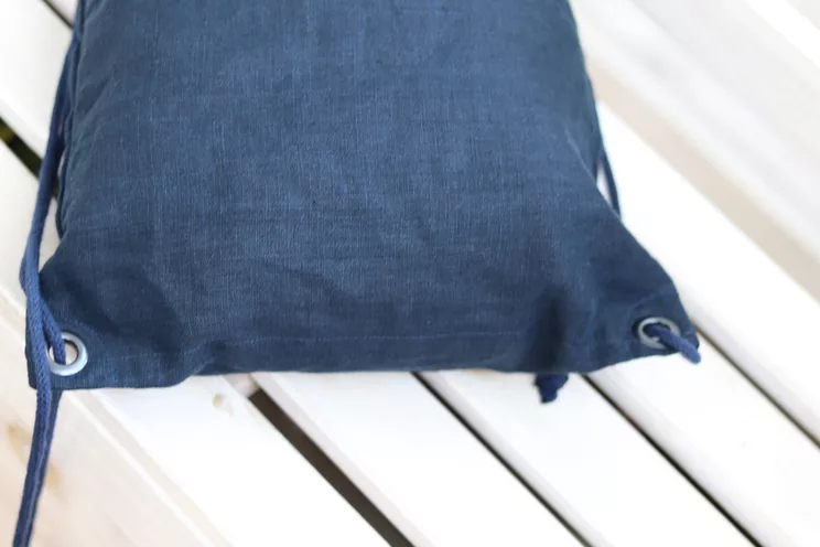 Mochila minimalista de lino con bolsillo, Ligero regalo de viaje azul marino para él o ella, Mochila urbana con cordón para hombre o mujer