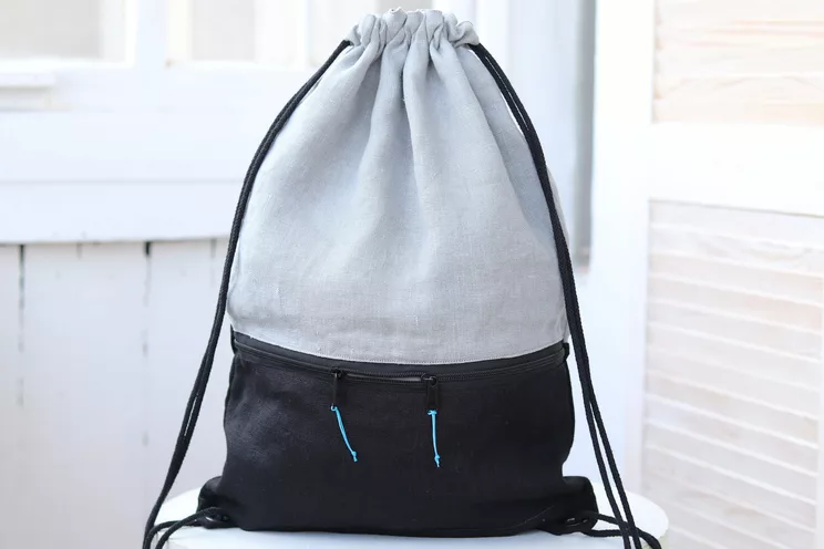 Custom linen backpack with pocket, Lightweight travel gift for her or him