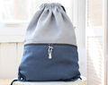 Leinenrucksack Mit Reißverschlusstasche, Blaues Leichtes Reisegeschenk, Rucksack, Turnbeutel 50x36cm ~ 19,7" X 14"