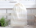 Personalized Laundry Hamper, Cotton Beige Stripes Laundry Organizer For Dirty Clothes, Nursery Storage 