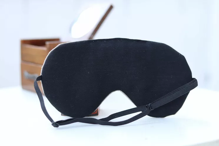 Adjustable sleeping eye mask, beige linen both sides travel gifts, Eye cover for Travel