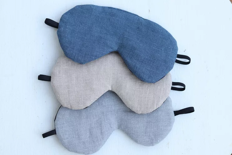 Adjustable sleeping eye mask, beige linen both sides travel gifts, Eye cover for Travel