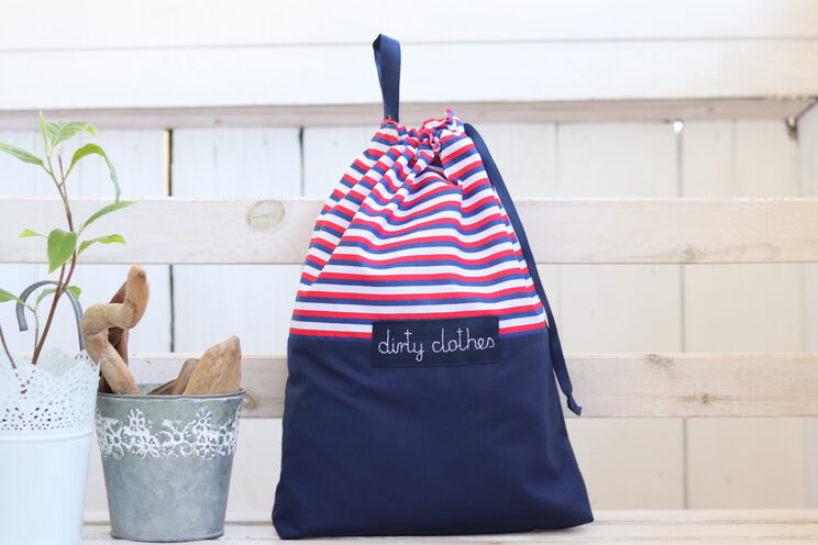 Personalized Travel Pouches For Kids, Stripes Cotton Usa Colors Kindergarten Lingerie Bags, Travel Baby Shower Gift