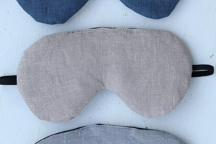 Adjustable sleeping eye mask, beige linen both sides travel gifts, Eye cover for Travel