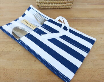 Personalized and Zero Waste Cutlery Wrap for Picnic, Cotton Reusable Utensils Holder for travel