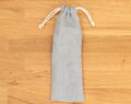 Linen Zero Waste Utensils Wrap, Grey Reusable Cutlery Holder For Travel, Drawstring Pouch For Picnic