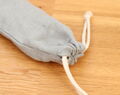 Linen Zero Waste Utensils Wrap, Grey Reusable Cutlery Holder For Travel, Drawstring Pouch For Picnic