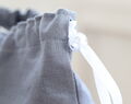 Linen Hair Dryer Bag With Name, Elegant Dark Gray Blow Dryer Holder For Hotel, Personalized Hairdryer Organizer