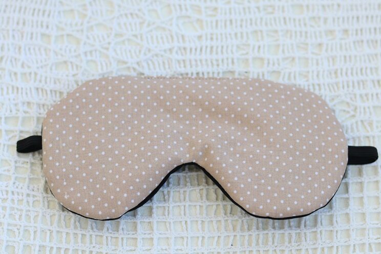 Adjustable Sleeping Eye Mask, Beige Dots Cotton Travel Gifts, Organic Eye Cover For Travel