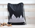 Cotton Black Backpack, Lightweight Travel Gift, Black Mountains Minimalistic Backpack