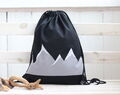 Cotton Black Backpack, Lightweight Travel Gift, Black Mountains Minimalistic Backpack