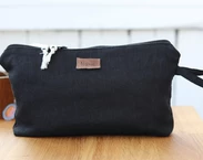 Linen cosmetic bag, travel organizer, cosmetic zippered case, makeup pouch, personalized travel accessories