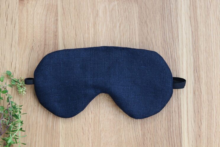 Navy Blue Adjustable Sleeping Eye Mask, Linen Travel Gifts For Men, Eye Cover For Travel