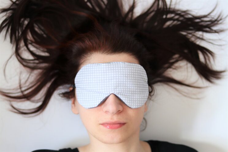 Regulowana Maska Na Oczy Do Spania, Organic Eye Cover For Travel, Prezenty Podróżne Z Bawełny W Szaro Białą Kratkę