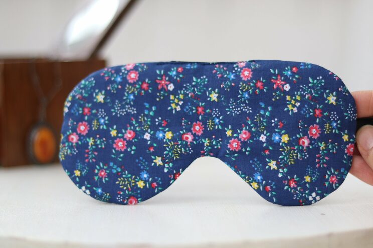 Verstellbare Schlafaugenmaske, Reisegeschenke Aus Blauer Blumenbaumwolle, Bio Augenabdeckung Für Die Reise