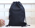 Elegant Black Linen Backpack With Zippered Pocket Simple Travel Gift Small Size