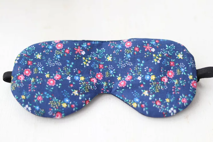 Adjustable sleeping eye mask, blue floral cotton travel gifts, Organic Eye cover for Travel