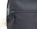 Eleganter Schwarzer Leinenrucksack Mit Reißverschlusstasche Schlichtes Reisegeschenk Kleine Größe