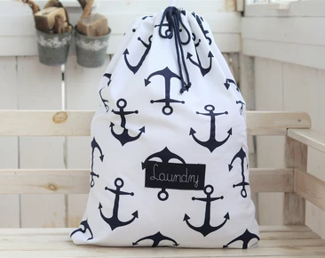 Personalized laundry camp bag, navy blue anchor laundry hamper for college