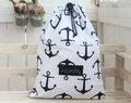 Personalized laundry camp bag, navy blue anchor laundry hamper for college