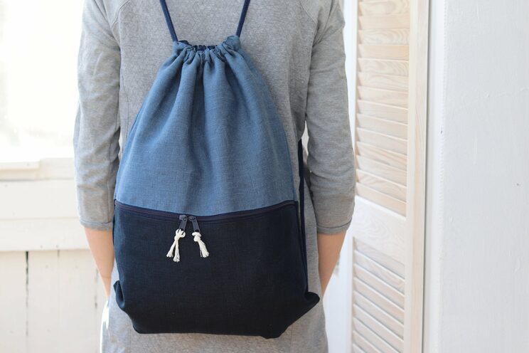 Linen Backpack With Pocket, Lightweight Travel Gift For Her Or Him 50x36cm ~ 19.7" X 14"