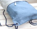 Leinenrucksack Mit Reißverschlusstasche, Blaues Leichtes Reisegeschenk, Rucksack, Turnbeutel 40x30cm ~ 15,7" X 11,8"