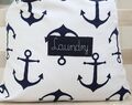Personalized Laundry Camp Bag, Navy Blue Anchor Laundry Hamper For College