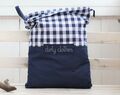 Travel Laundry Bag, Kids Dirty Clothes Bag, Travel Accessories, Travel Lingerie Bag, Navy Blue Checkered, Grating,