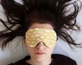 Adjustable Sleeping Eye Mask, Clouds Print Mustard Eye Sleep Cover, Organic Travel Gifts For Her