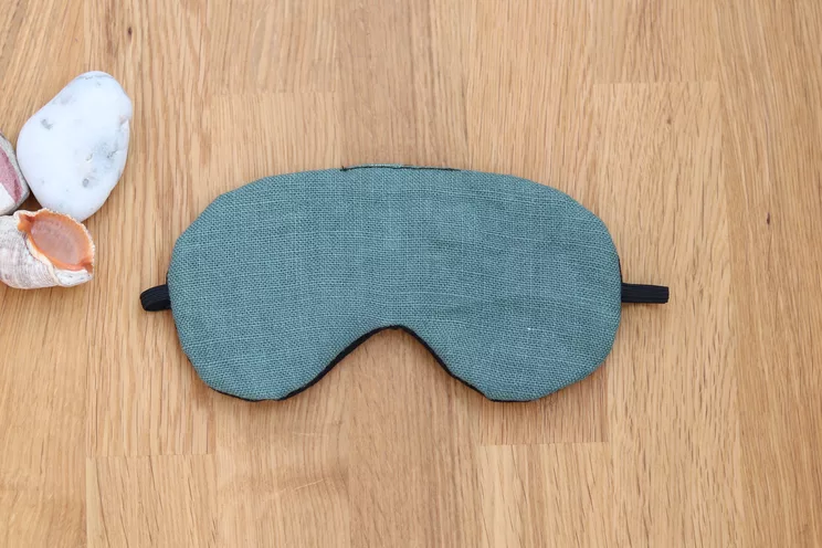 Adjustable Sleeping Eye Mask, Green Linen, Both Sides Travel Gifts, Eye Cover For Travel 