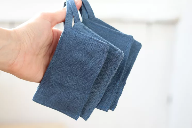 Linen Cleaning Organic pads, set of 4, Kitchen Zero waste lifestyle, Reusable bathroom pads, Linen Washcloth