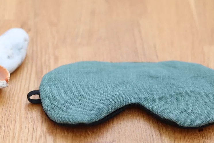 Adjustable Sleeping Eye Mask, Green Linen, Both Sides Travel Gifts, Eye Cover For Travel 