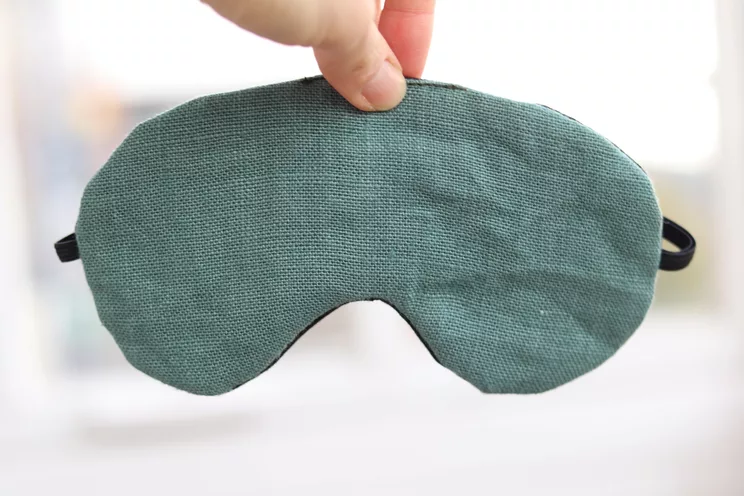 Adjustable Sleeping Eye Mask, Green Linen, Both Sides Travel Gifts, Eye Cover For Travel 