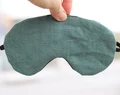 Adjustable Sleeping Eye Mask, Green Linen, Both Sides Travel Gifts, Eye Cover For Travel 