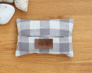 Personalised linen Tissue Holder, Gray Travel Tissue Case Pocket, Elegant 50th birthday idea gifts for dad