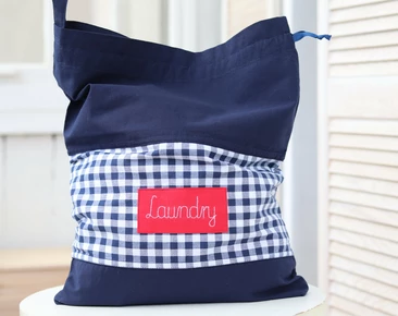 Laundry travel bag with custom label, travel accessories, grating lingerie bag, chequered fabric, personalized bag, pyjama bag