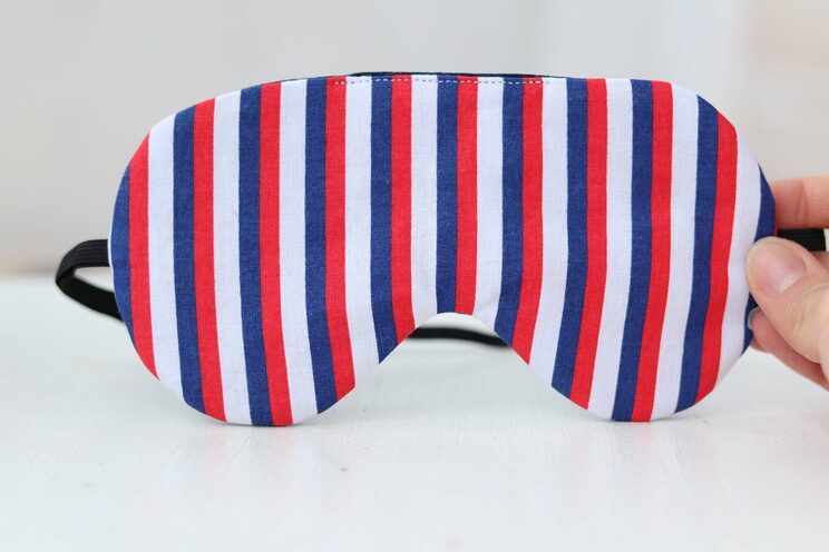 Adjustable Sleeping Eye Mask Made Of Cotton, Organic Eye Cover For Travel, Blue Travel Gifts