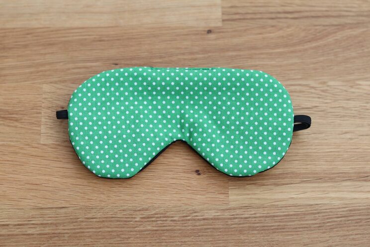 Adjustable Sleeping Eye Mask, Green Dots Cotton Travel Gifts, Organic Eye Cover For Travel
