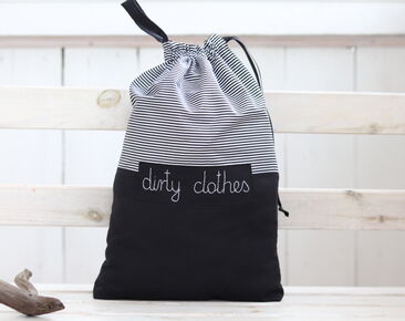 Black stripes Travel lingerie bag with name, dirty clothes bag, kids travel accessories, travel laundry bag, Zero Waste underwear bag