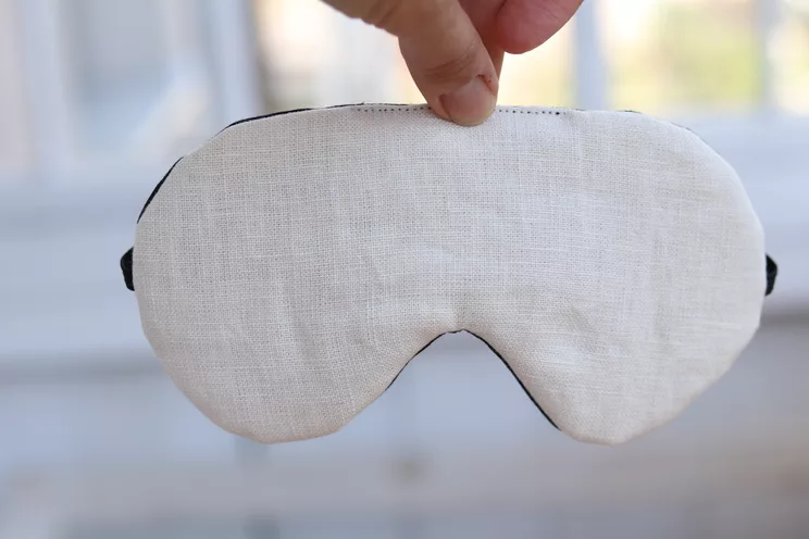 Elegant Adjustable sleeping eye mask, Ecru linen Eye cover for Travel, wedding gift for her