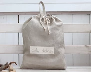 Linen lingerie bag, Laundry travel bag, custom label travel accessories, beige bag, honeymoon gift, underwear bag