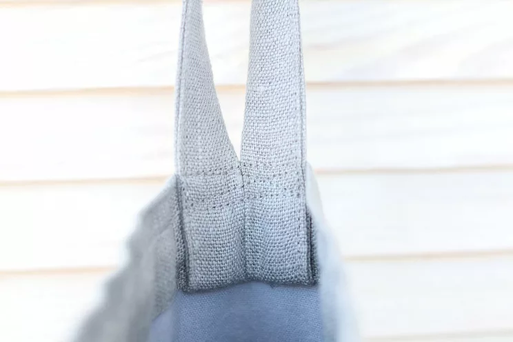Grey linen hair straightener bag for beach house, Airbnb hair curler storage, Hair dryer holder, blow dryer organizer, hair accessories bag 