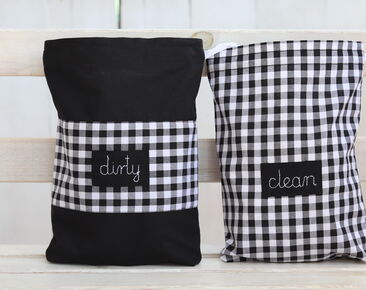 Personalized travel pouches for kids, Black checker bags for kindergarten, clean and dirty lingerie Kids travel organizer, travel baby shower gift