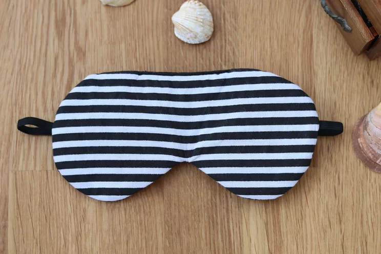 Adjustable Sleeping Eye Mask, Black And White Stripes Cotton Travel Gifts, Organic Eye Cover For Travel