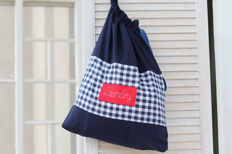 Laundry Travel Bag With Custom Label, Travel Accessories, Grating Lingerie Bag, Chequered Fabric, Personalized Bag,